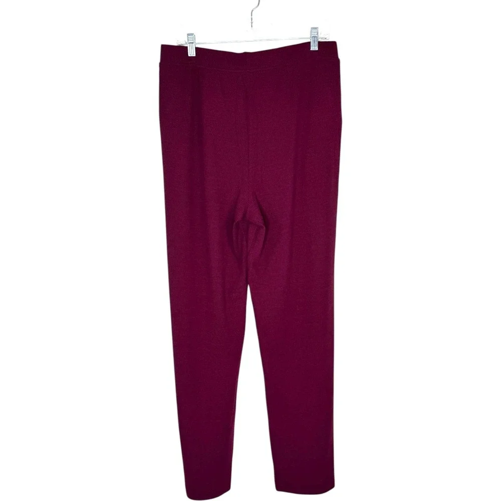 Cuddl Duds Soft Rib Lounge Pants Women Medium Tall MT Bordeaux Red A696247‎